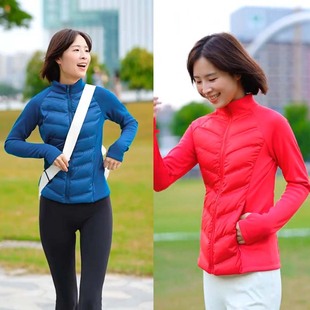 男女同款95白鹅绒健身弹力服运动防风加绒羽绒服保暖保暖外套跑步