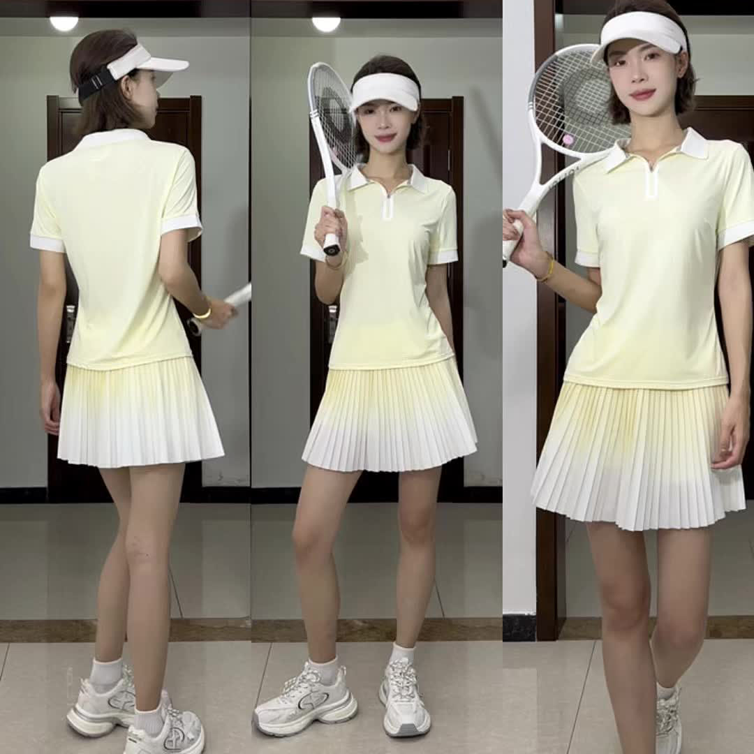 新款高尔夫球服显瘦透气健身跑步短袖polo衫网球裙运动套装