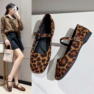 法式复古豹纹平底单鞋