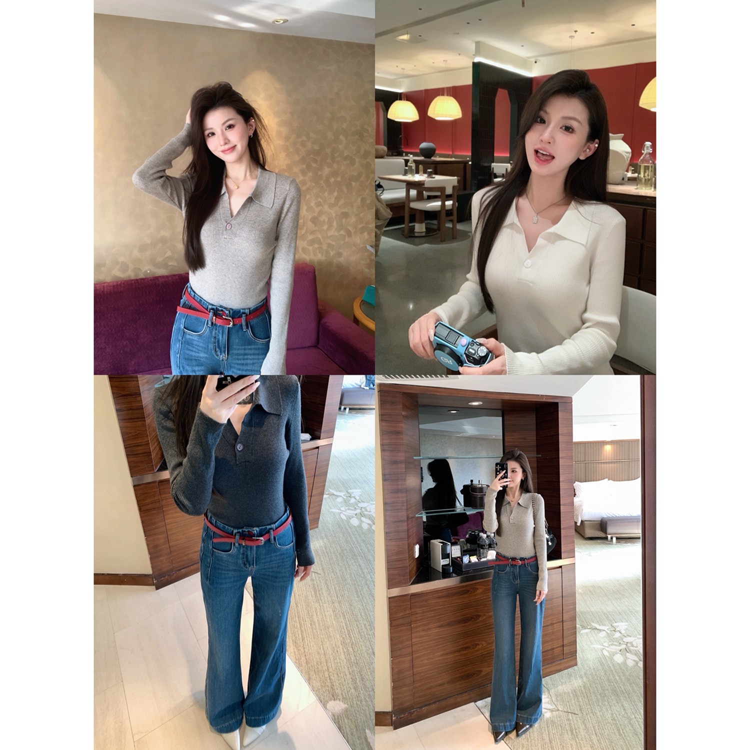 小象【简约风】老钱一粒扣Polo翻领正肩修身显瘦针织衫,女装/女士精品,毛针织衫,淘宝优惠券,粉丝福利购,淘宝优惠卷