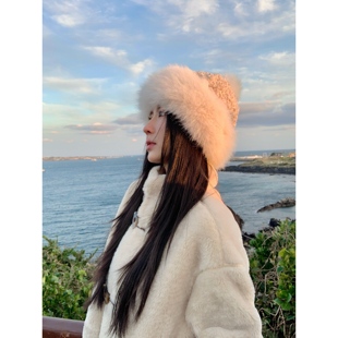 小象【雪国情书】超显脸小高级感仿狐狸毛皮草渔夫帽保暖护耳盆帽