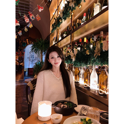 小象羊毛保暖钉珠细闪针织衫