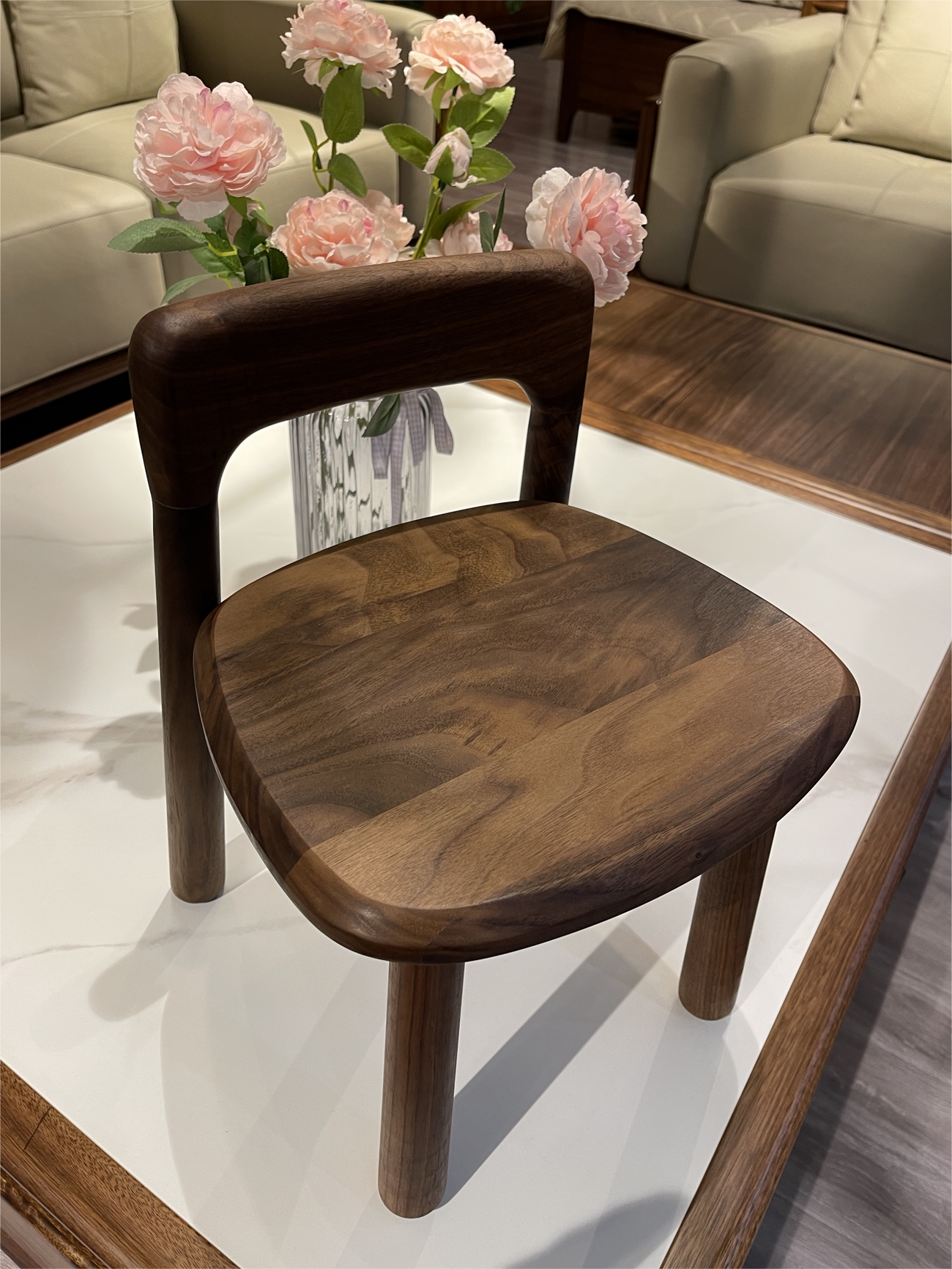 实木靠背小椅子儿童家用客厅沙发换鞋凳板凳成人穿鞋宝宝凳黑胡桃