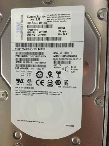 IBM  600G SAS硬盘49Y1866 49y1870 15K SAS 3.5 DS3512特价包邮