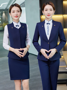 酒店服务员工作服客服前台接待秋冬装女餐饮经理中式高档餐厅工装