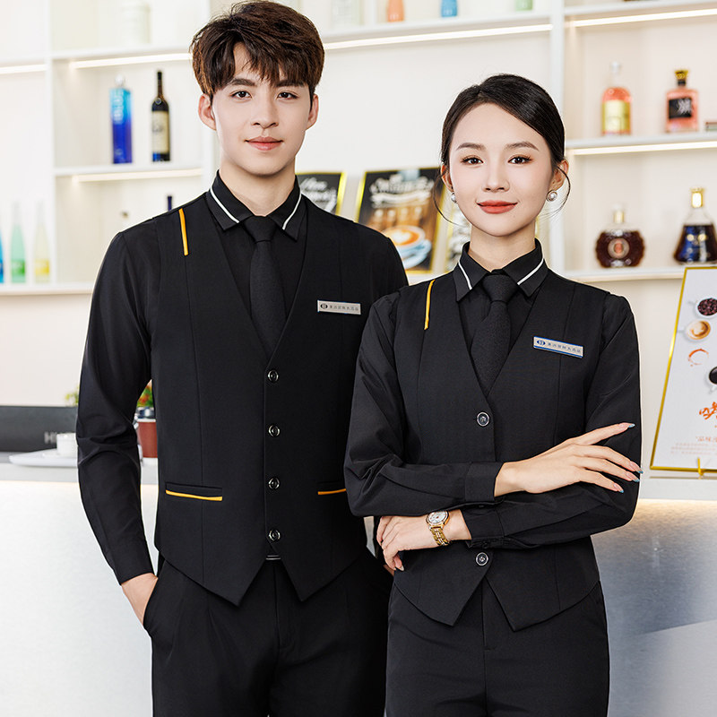酒店KTV餐饮火锅店服务员工作服饭店台球俱乐部马甲衬衫套装制服