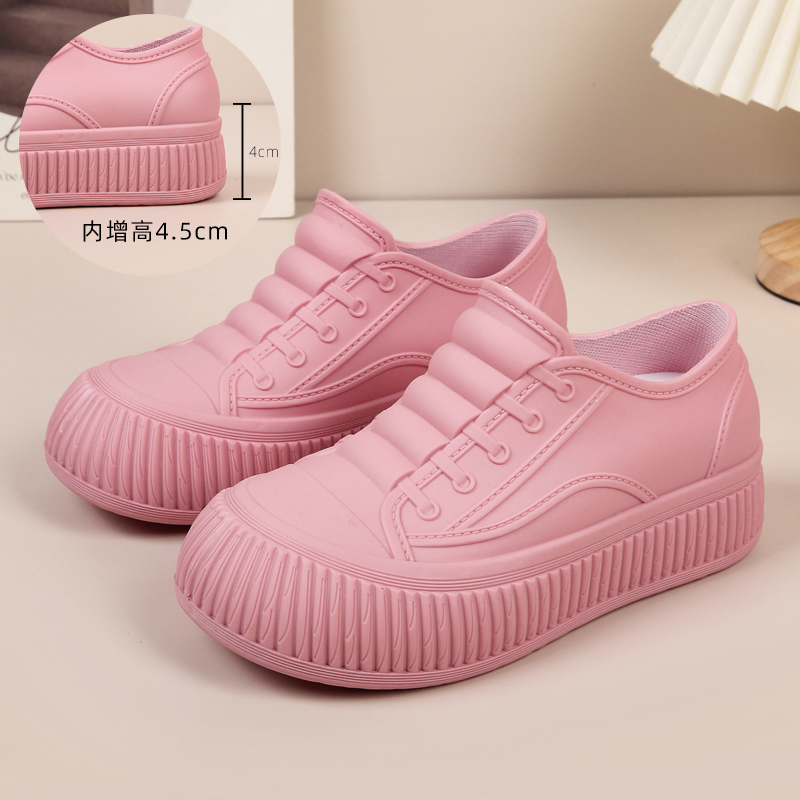 日系雨靴女款加绒内增高水鞋成人时尚厚底胶鞋防滑防水软底棉雨鞋