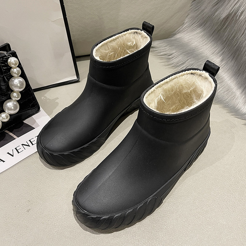 冬天加厚保暖雨鞋防水鞋加绒加厚外穿中筒雨靴成人防滑厨房男女鞋
