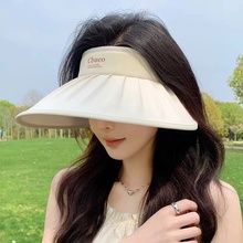 2025新款大帽檐太阳帽子可折叠夏季骑车防紫外线空顶防晒遮阳帽女