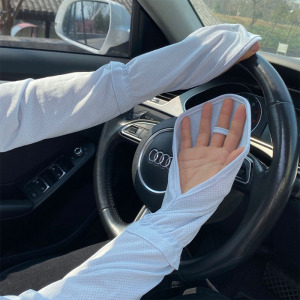 夏季防晒薄冰丝手袖套手套开车电动车遮手指宽松透气男女防紫外线