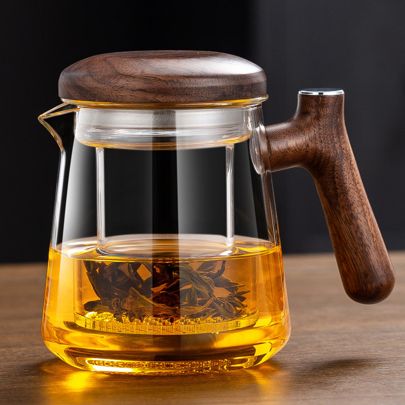加厚耐热玻璃侧把茶壶茶水分离过滤高档小泡茶壶办公室煮茶壶单壶