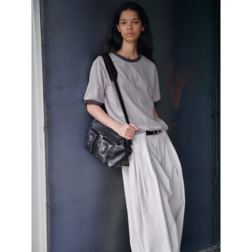 Hello September 开售棉感洗褪撞色T恤M60605