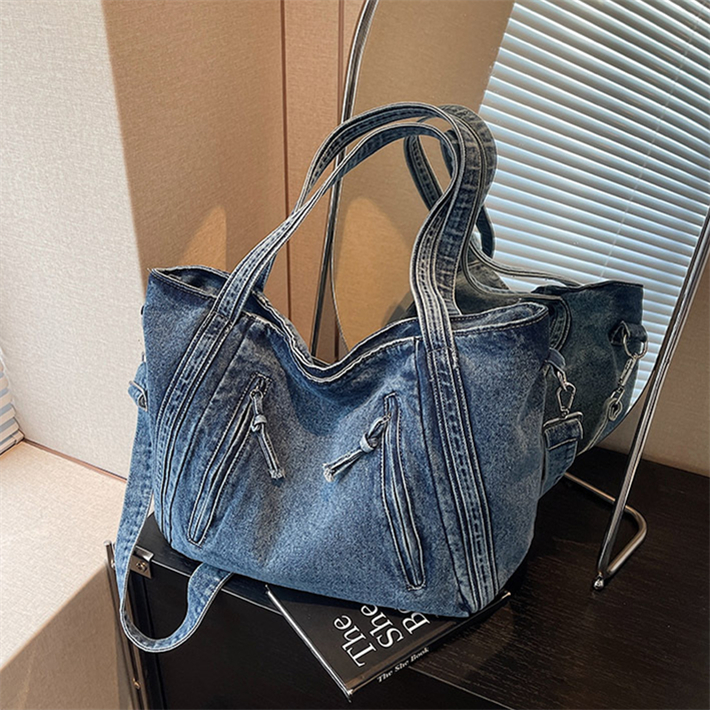 牛仔布包包女2025新款托特包学生布袋大容量手提包通勤单肩斜挎包
