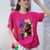 短袖 纯棉街头个性 套头字母印花女士上衣ins潮 大码 韩版 t恤夏季 新款