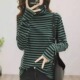 百搭长袖 2025新款 秋冬韩版 女装 上衣宽松高级感T恤 高领条纹打底衫