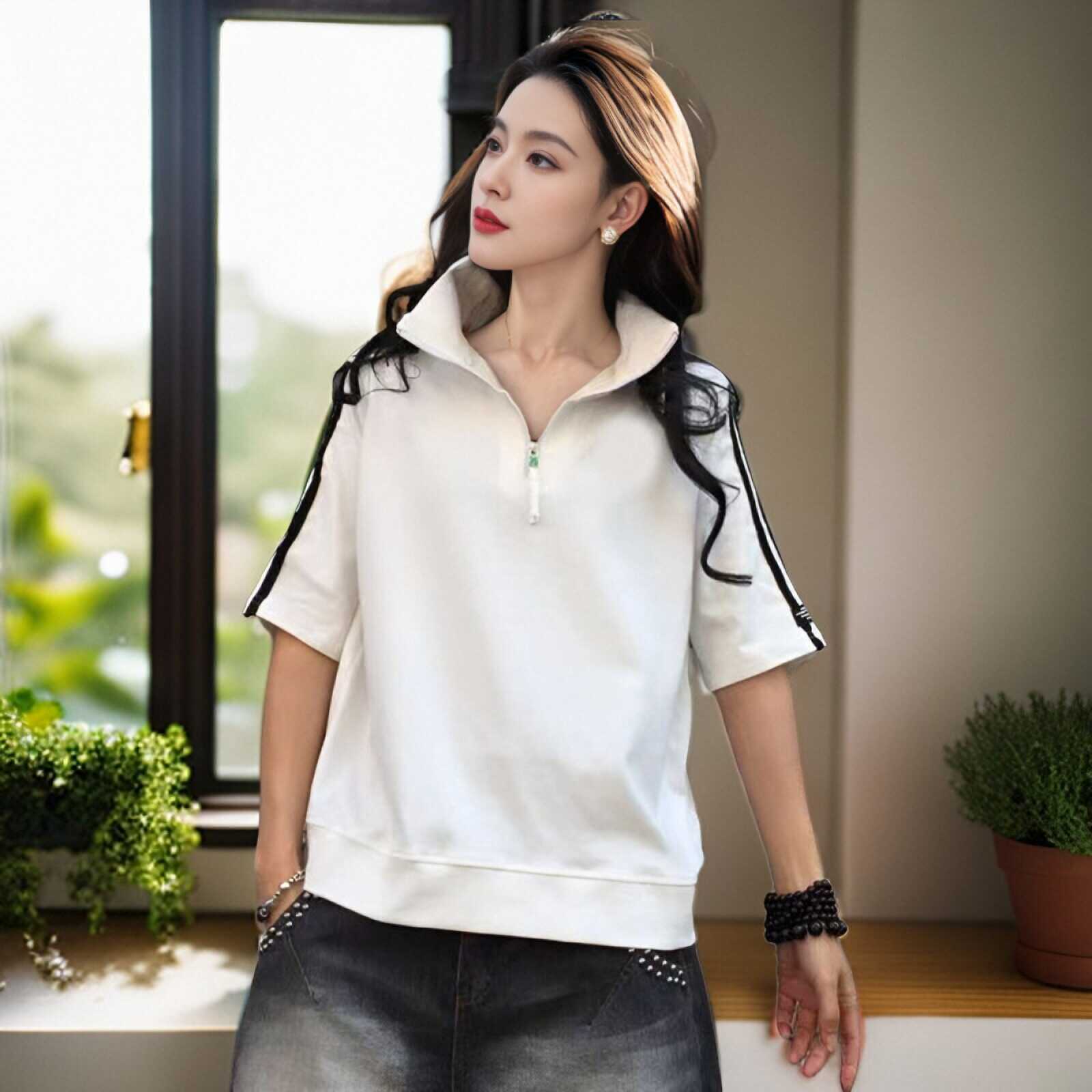 夏季薄款纯棉女纯欲风半袖t恤