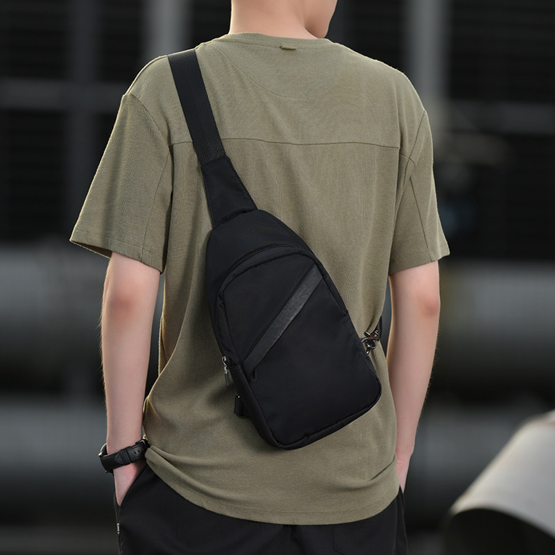 尔旺胸包男士包包单肩斜挎包休闲韩版潮流胸前小背包潮牌帆布男包