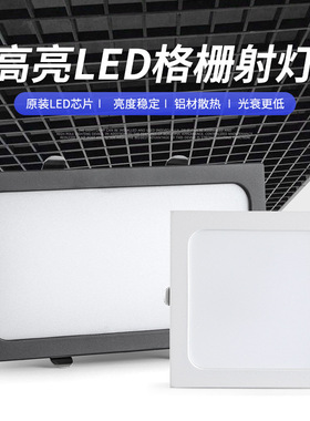 led格栅灯15x15嵌入式网格吊顶黑色双头方形筒灯10x20葡萄架照明