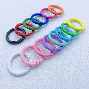30mm弹簧扣烤漆钥匙圈彩色开口环弹力扣diy钥匙扣配件弹簧圈百搭