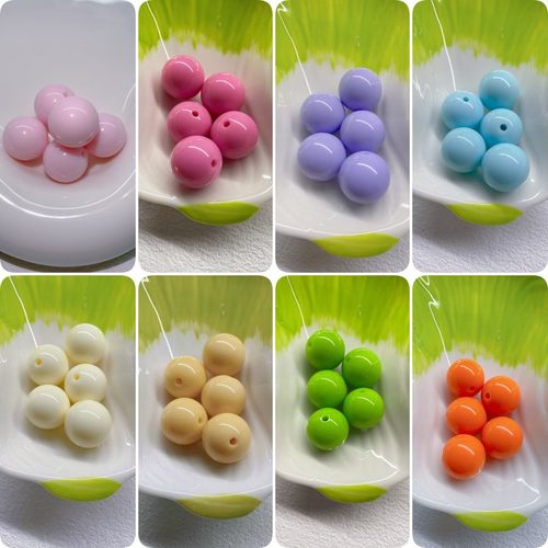 亚克力串珠diy材料散珠饰品配件珠彩色14mm配饰糖果珠彩虹珠有孔