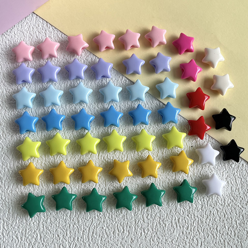 亚克力实色五角星马卡龙直孔彩色星星串珠手作diy配件手链项链搭