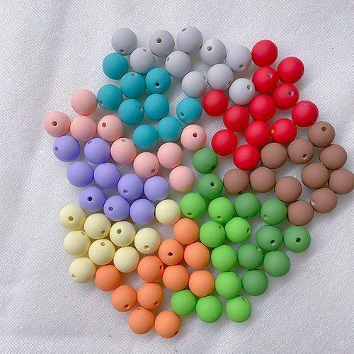 手感漆珠子diy串珠配件橡皮钥匙链手机链材料手链直孔卡16圆珠新