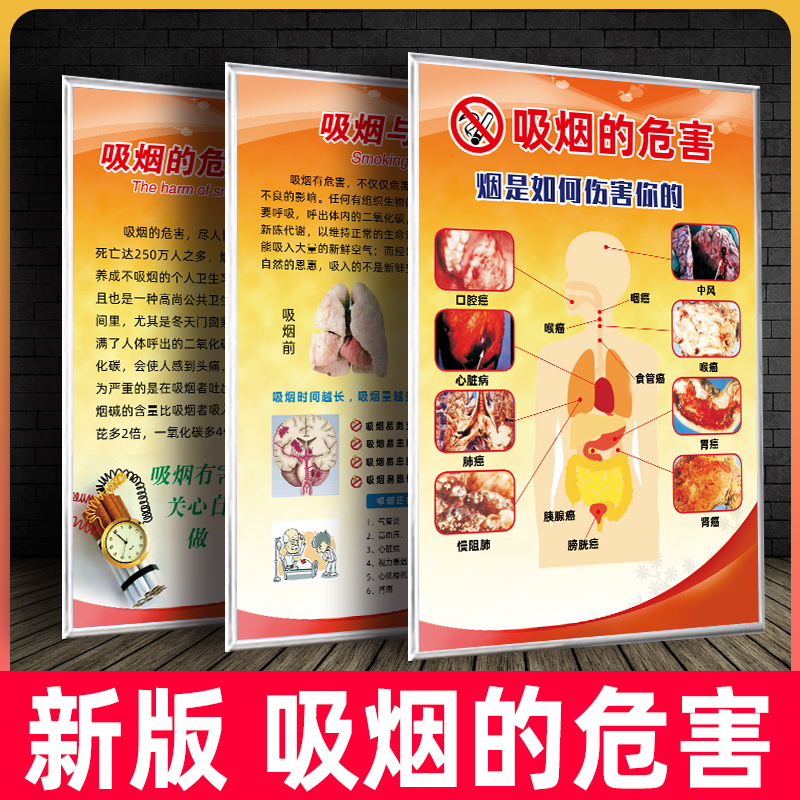 吸烟的危害戒烟贴纸挂图宣传画