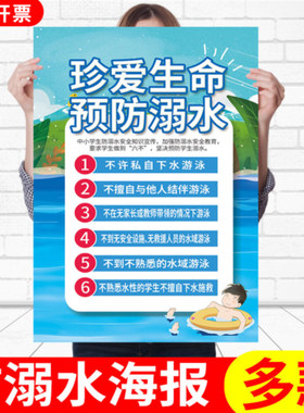 校园中小学生宣传海报防溺水宣传