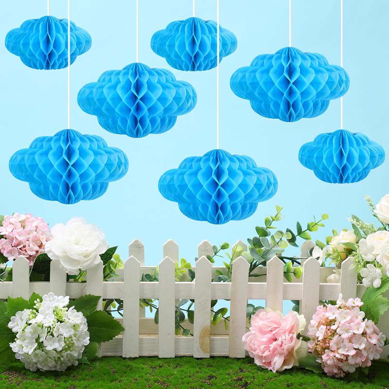 餐厅酒店室内天花板挂饰3D立体云朵蜂窝球挂饰开学季主题活动布置