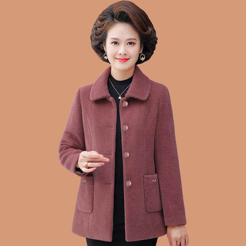 妈妈水貂绒外套秋冬装2026新款中老年女加绒加厚皮毛一体毛呢大衣,女装/女士精品,中老年女装,淘宝优惠券,粉丝福利购,淘宝优惠卷