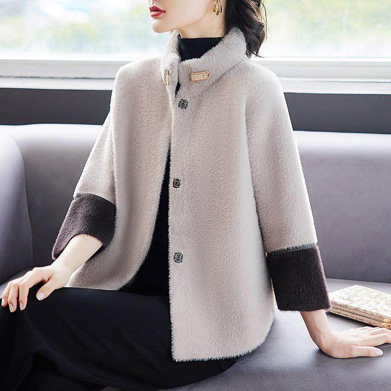 中老年女秋冬洋气阔太太短款水貂绒上衣四五十岁妈妈秋装羊绒外套,女装/女士精品,中老年女装,淘宝优惠券,粉丝福利购,淘宝优惠卷