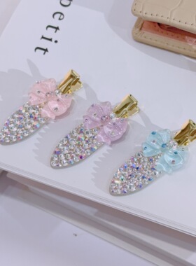 MUMU饰品可爱蝴蝶结发夹边夹刘海夹彩色糖果色无痕夹送小女孩礼物