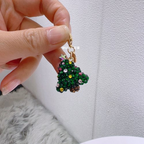 mumu饰品水钻圣诞树拉链手工制作钥匙扣挂件圣诞节礼物用品