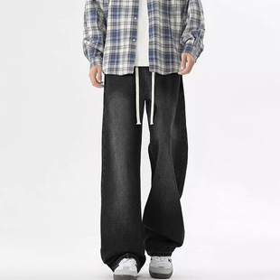 2026年春季新款直筒牛仔裤男款黑色百搭宽松大码男裤HK9522