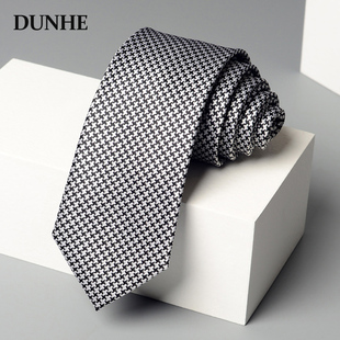 黑白千鸟纹7cm手打领带男士商务休闲正装职业女西服衬衫结婚伴郎