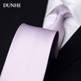 夏季新款浅紫暗格领带男士商务休闲宽版西服衬衫宴会主持司仪9cm