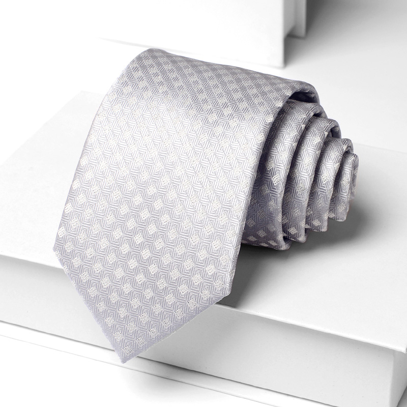 小花纹领带男士正装银色亮点