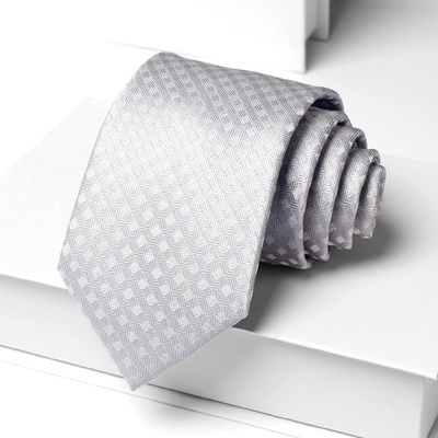 小花纹领带男士正装银色亮点