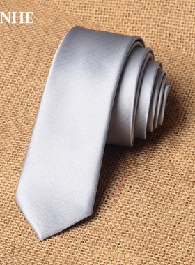 韩版细窄5cm纯色亮银色灰领带男女潮衬衫司仪主持学院风细窄百搭