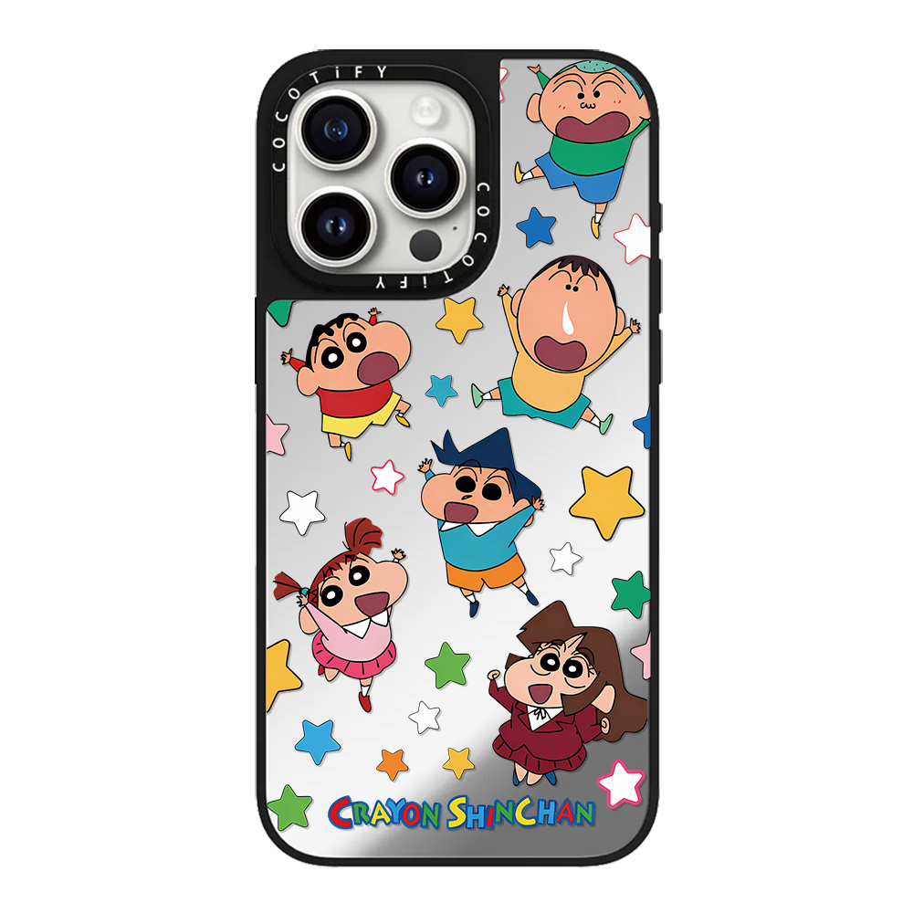 CASE联名蜡笔小新全家福适用苹果15promax手机壳iphone14pro镜面保护套16/13日系卡通12情侣女11新款网红