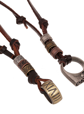 合金打火机配件复古牛皮项链 时尚新款 真皮项链 个性百搭配饰