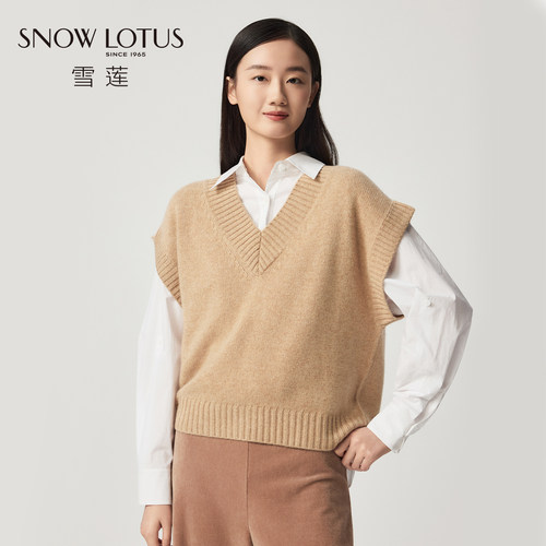 SNOWlotus羊绒V领背心针织衫