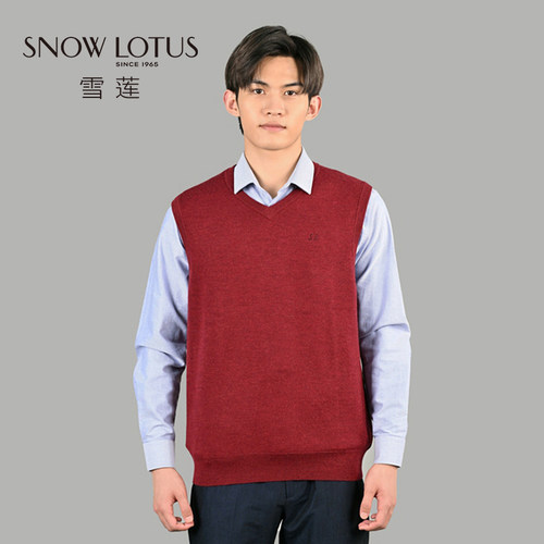 雪莲羊绒精纺V领男套头背心