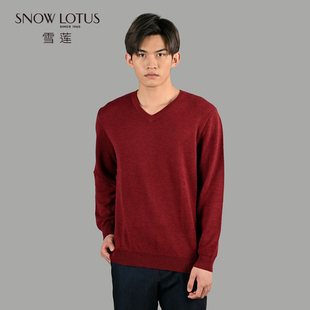 雪莲羊绒精纺V领男士 毛衣 针织商务休闲保暖套头衫