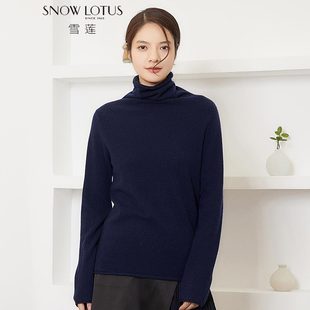 LOTUS 女士高领套头修身 SINCE 雪莲羊绒衫 显瘦针织羊绒 1965 SNOW