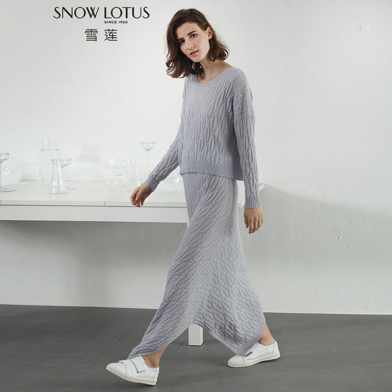 雪莲绞花加厚保暖非对称半身裙