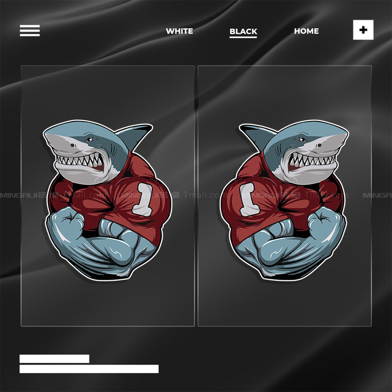 汽车贴纸个性创意卡通形象一号强壮肌肉健身鲨鱼贴电动摩托装饰贴