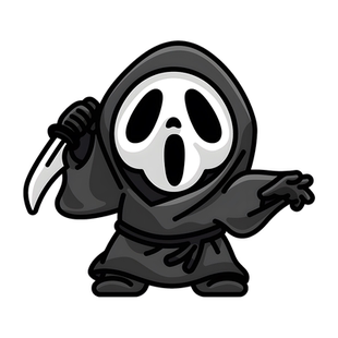 Q版Ghostface汽车贴纸个性创意鬼脸面具车身电动摩托反光划痕装饰