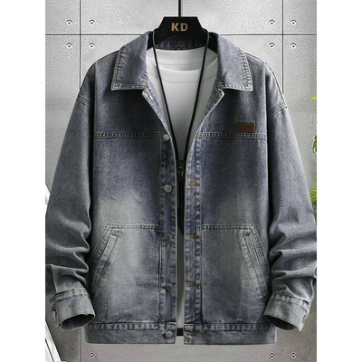 商场品牌男士翻领牛仔夹克2025年秋季新款青少年时尚休闲复古潮流
