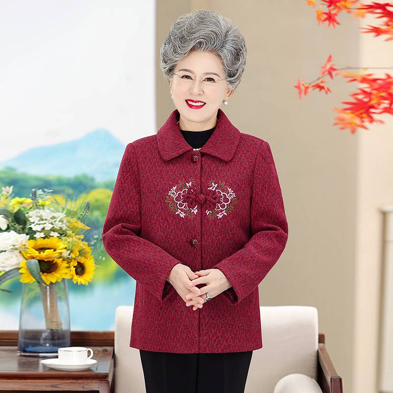 官方正品中老年人秋装大码外套女奶奶厚款衣服妈妈秋天70岁80老人